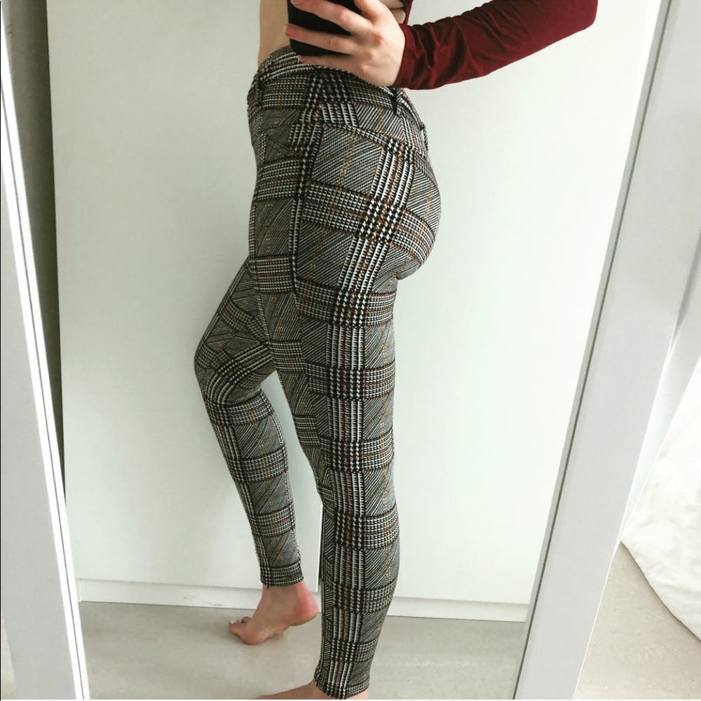 NWT belted high waisted plaid skinny pants - Picture 5 of 8